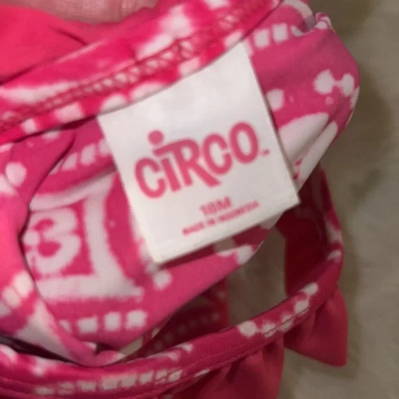 Circo pink & white ruffle one piece kids swimsuit size 18 months 18M little girl - Picture 3 of 5